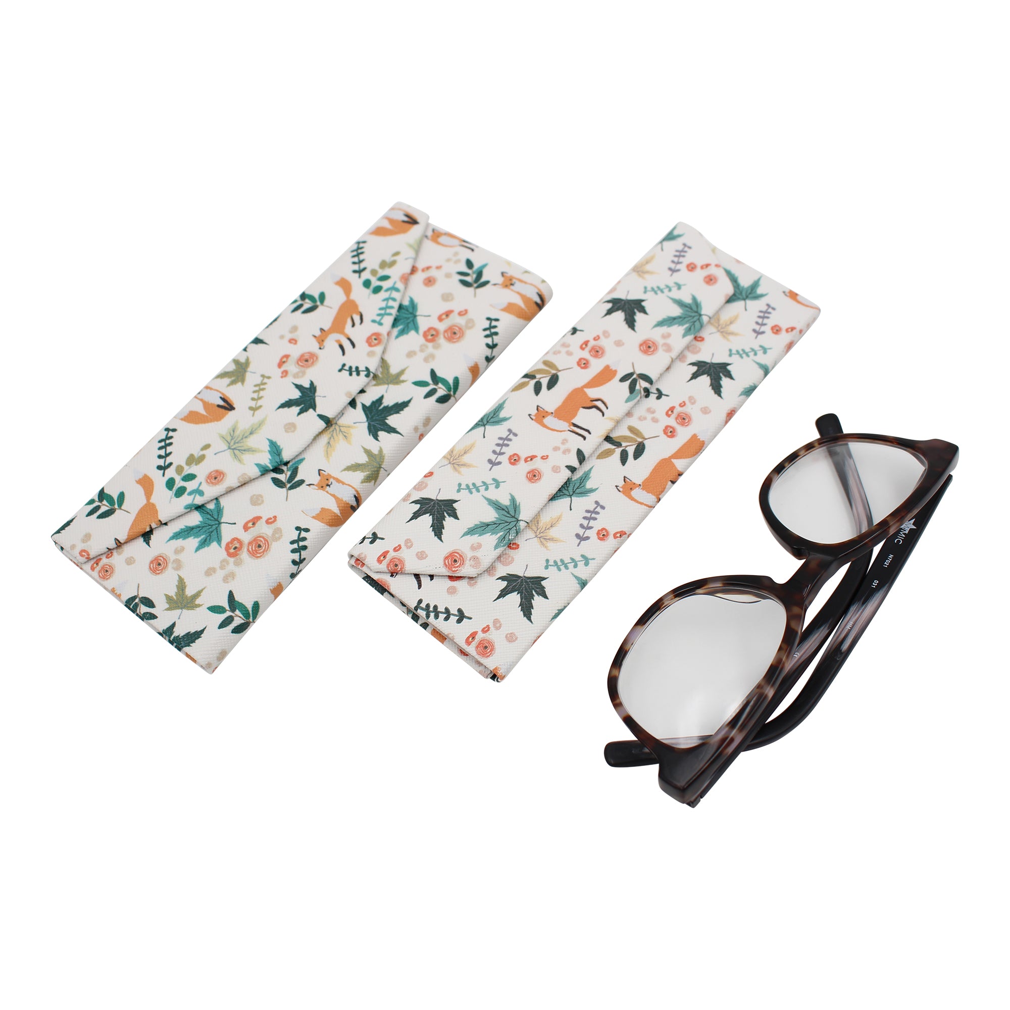 REAL SIC  Animal PU Leather Glasses Case - Foxes (Small)